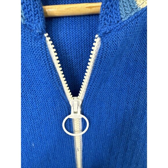 Vintage Clover Knitting Mills Woman M Curling Wool Cardigan Preppy Hooded 60s - Picture 5 of 6